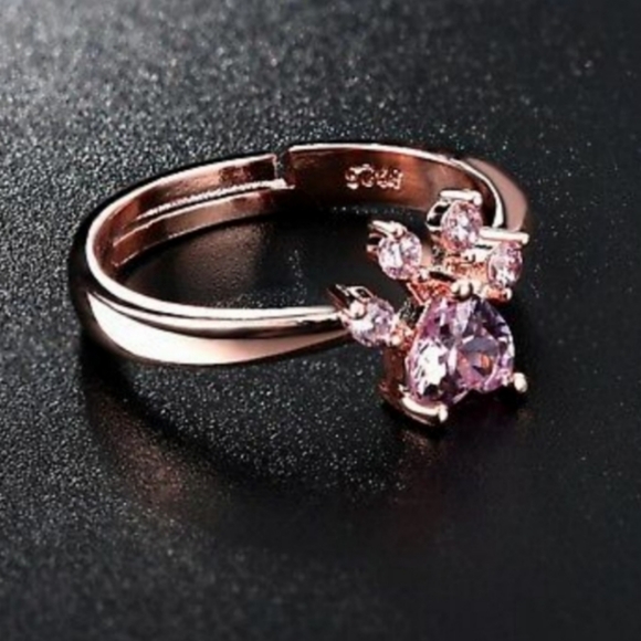 100% QUARTZ PUPPY🐕🐾PAW ADJUSTABLE RING - Picture 2 of 4